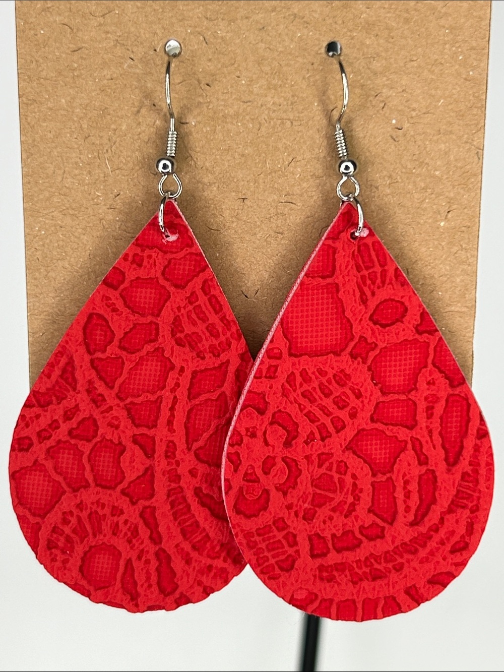 Faux Leather Dangle Earrings Lace Fashion Jewelry